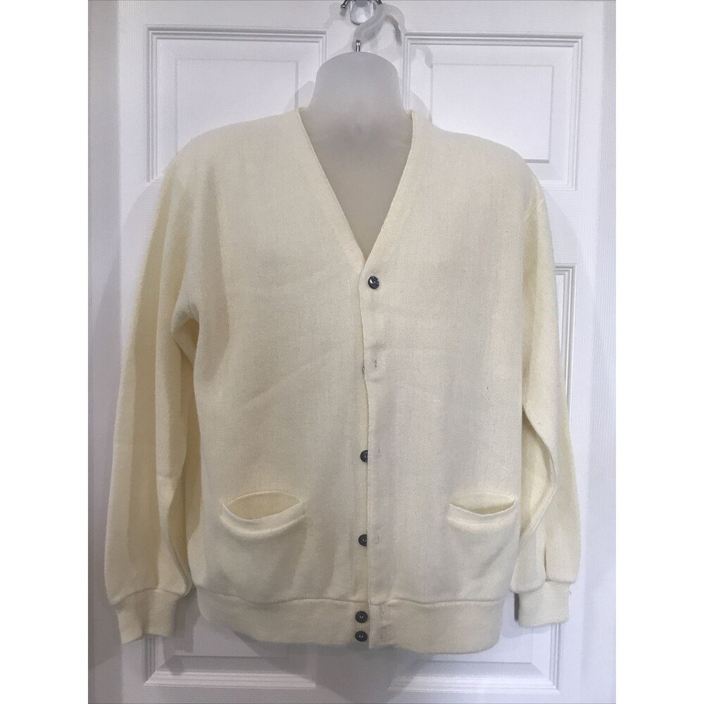 Vintage 70s Arnie Arnold Palmer Men's L Cardigan Sweater Grandpa Hipster Golf